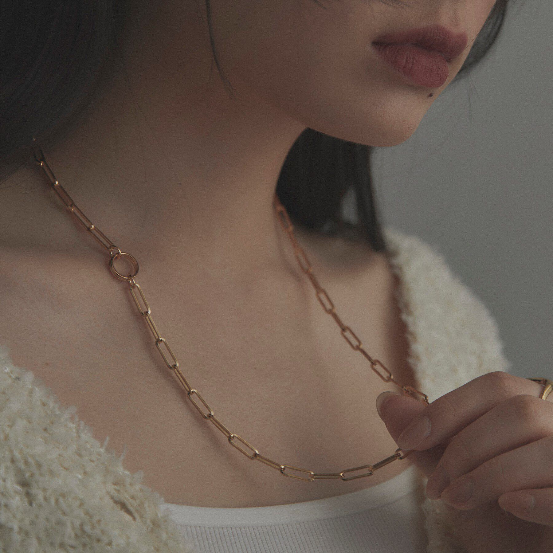 COCOSHNIK ONKITSCH「シルバー リンクチェーン 2WAYマンテルネックレス GP」|ネックレス|