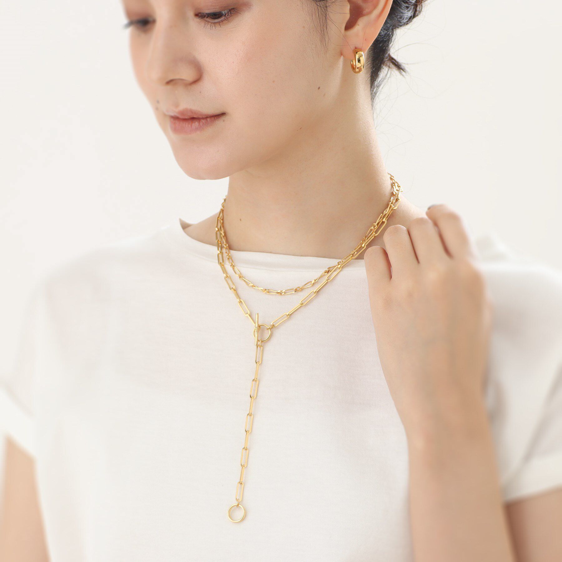 COCOSHNIK ONKITSCH「シルバー リンクチェーン 2WAYマンテルネックレス GP」|ネックレス|