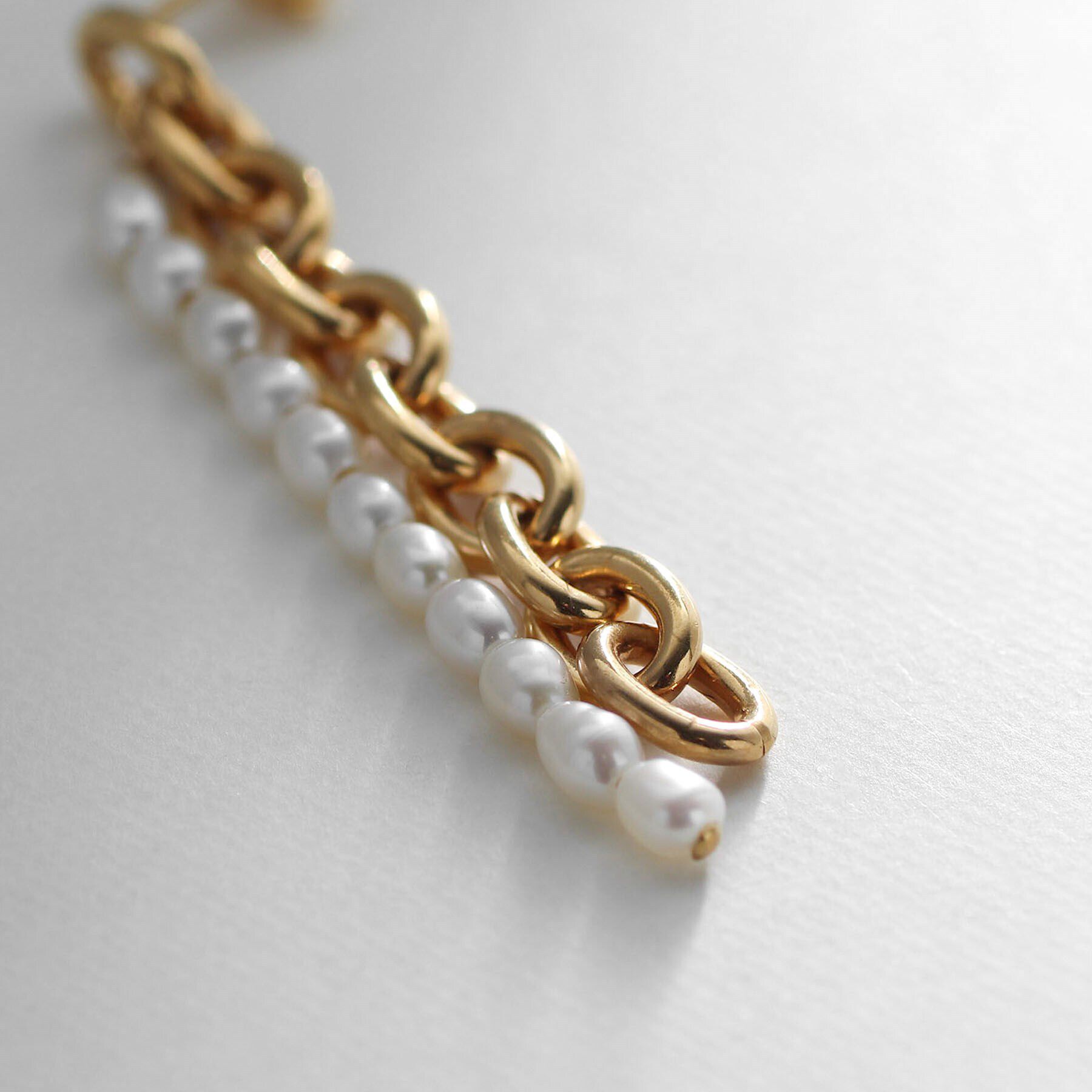 COCOSHNIK ONKITSCH「シルバー バロックパール チェーンコンビネーション スタッドピアス GP」|ピアス|