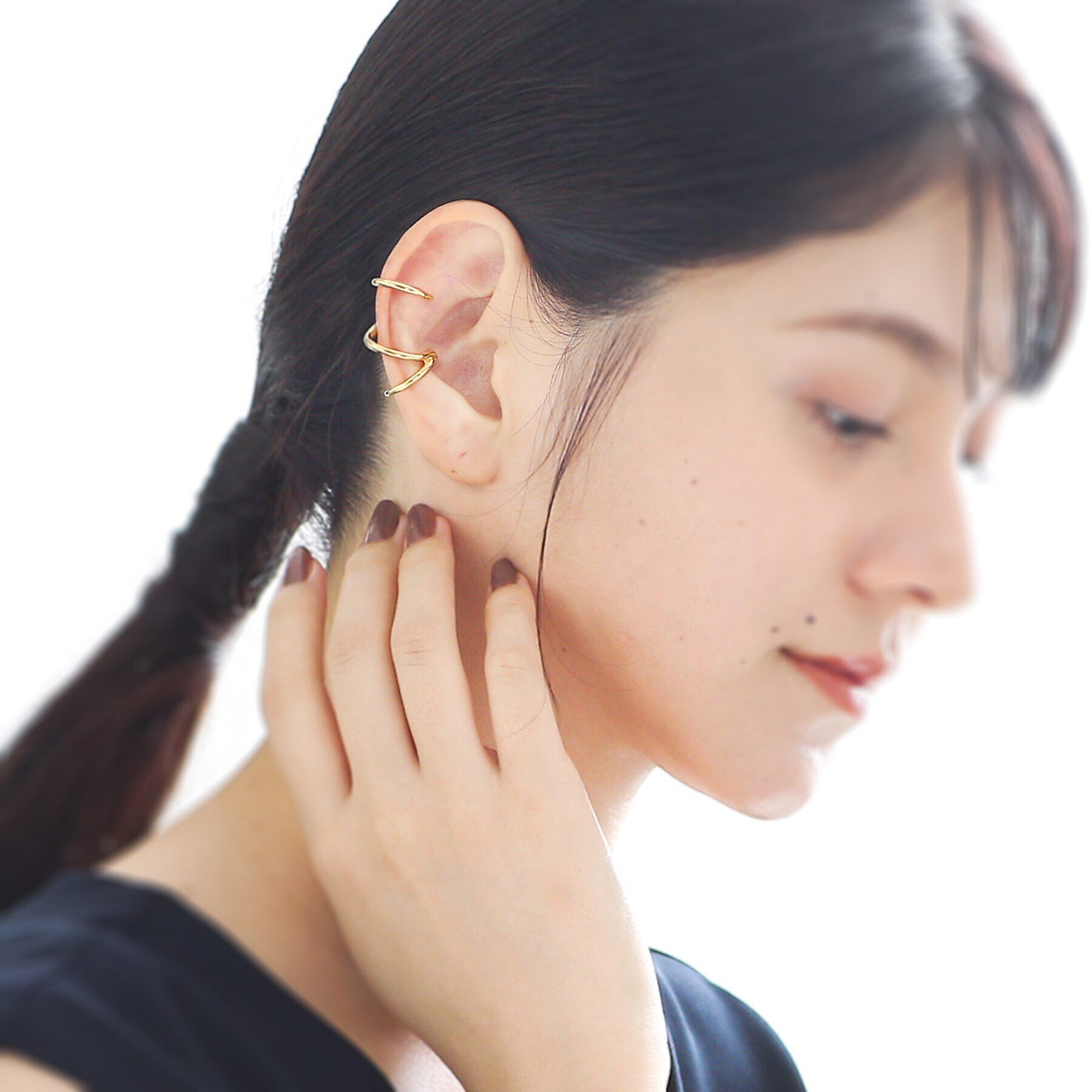 COCOSHNIK ONKITSCH「シルバー ラインイヤーカフ トリプル GP」|イヤリング|