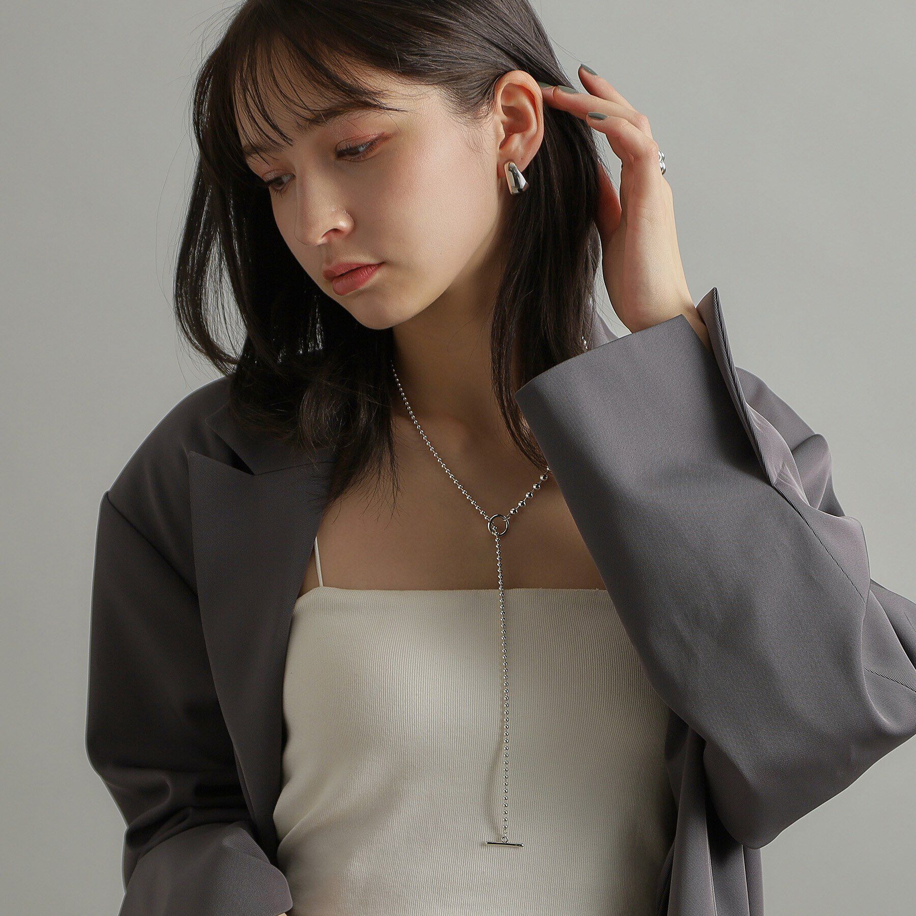 COCOSHNIK ONKITSCH「シルバー ホロウフープ ドロップピアス」|ピアス|