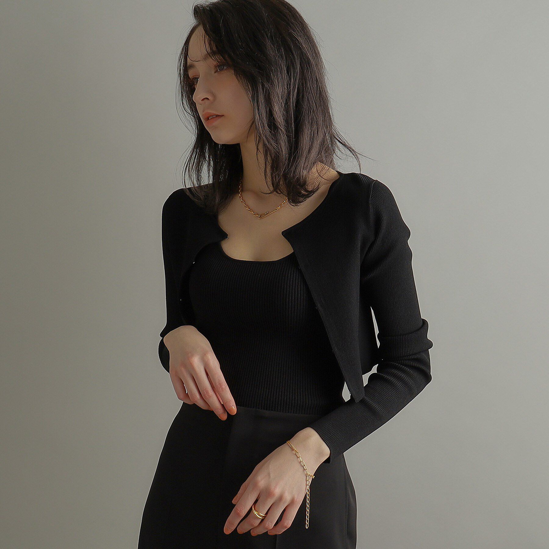 COCOSHNIK ONKITSCH「シルバー ハンギングマルチチェーン ブレスレット GP」|ブレスレット・バングル|