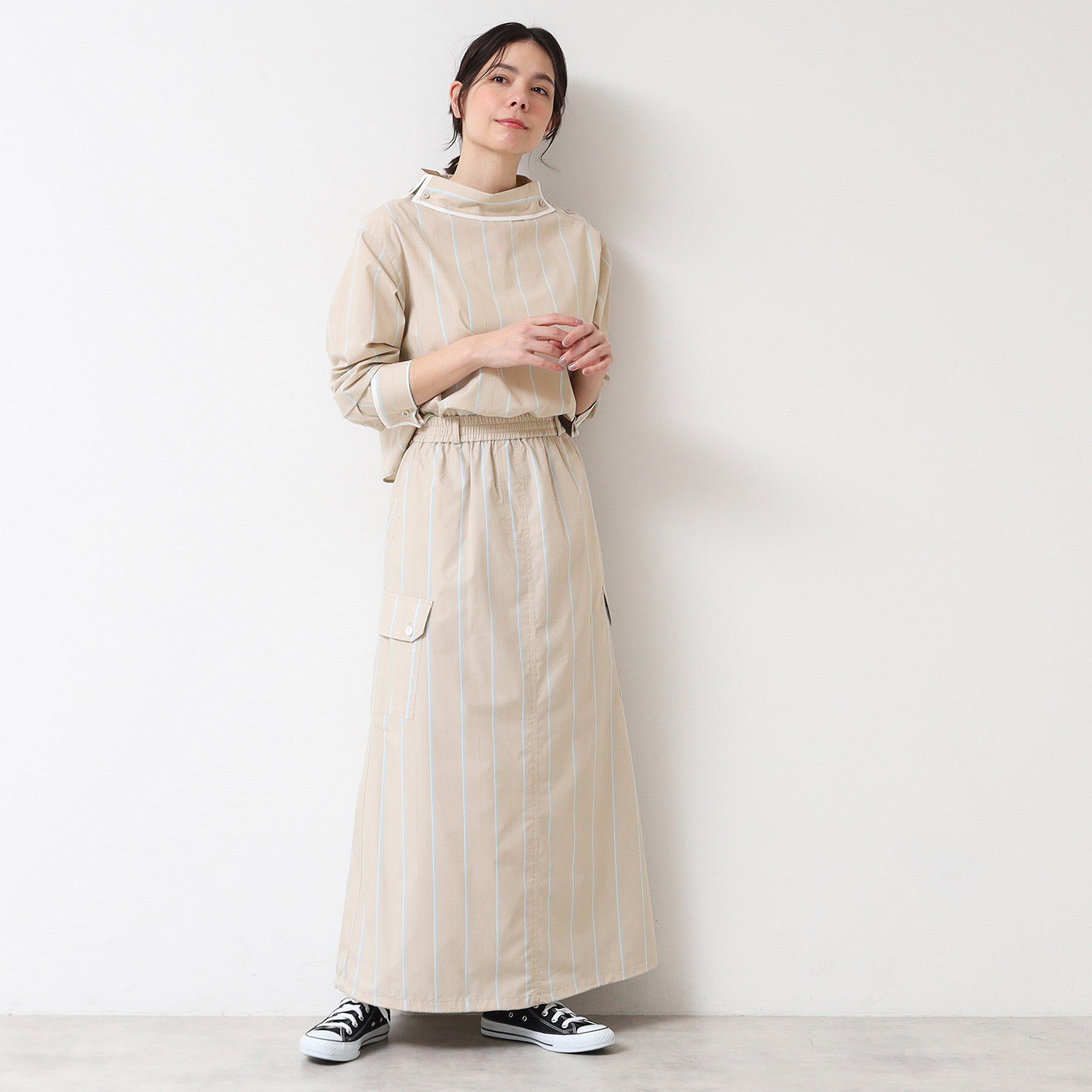 Dessin「【洗える】ロールネックストライプブラウス（S～L）」|シャツ・ブラウス|