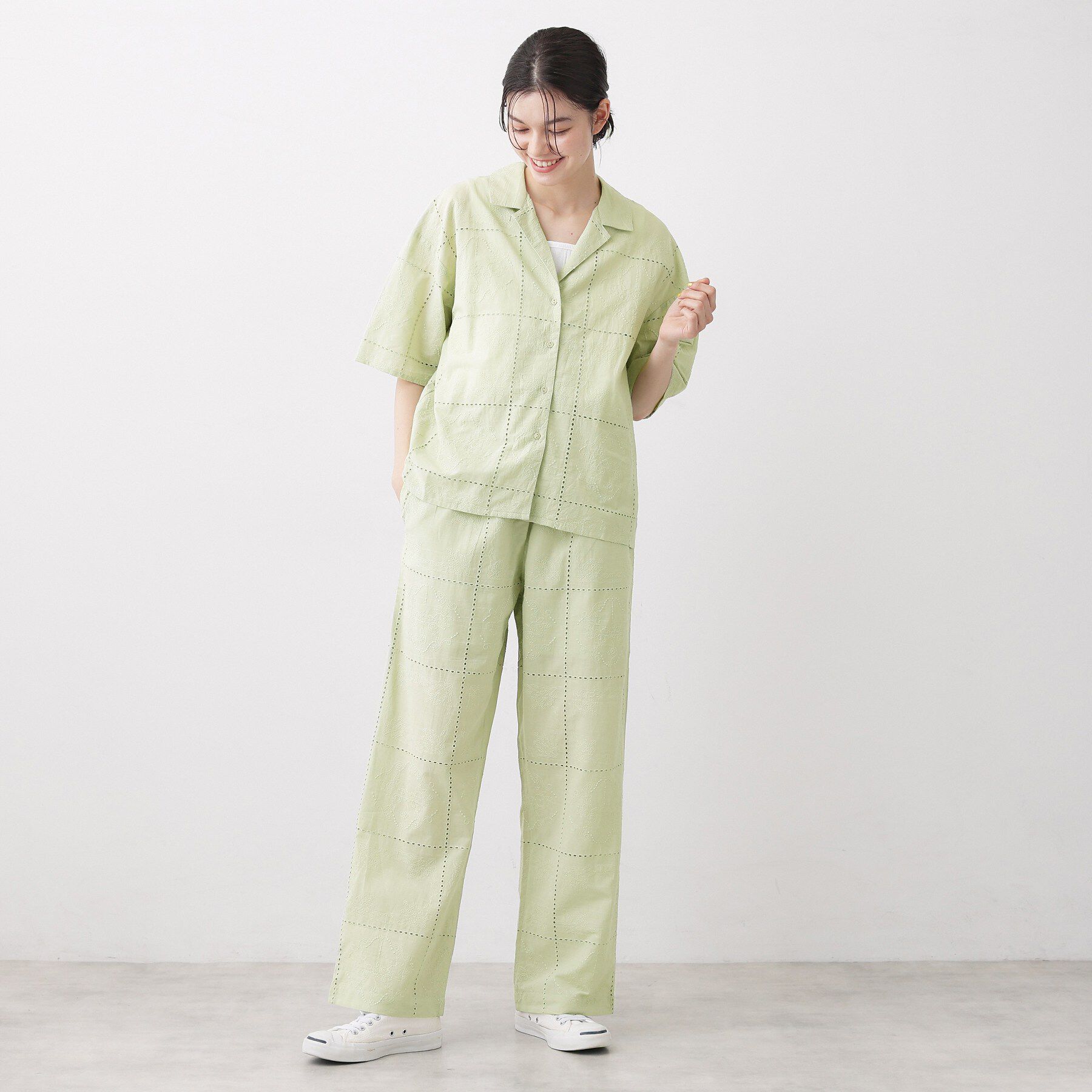 Dessin「【セットアップ可/ウエストゴム】刺繍スクエアレースワイドパンツ」|その他|