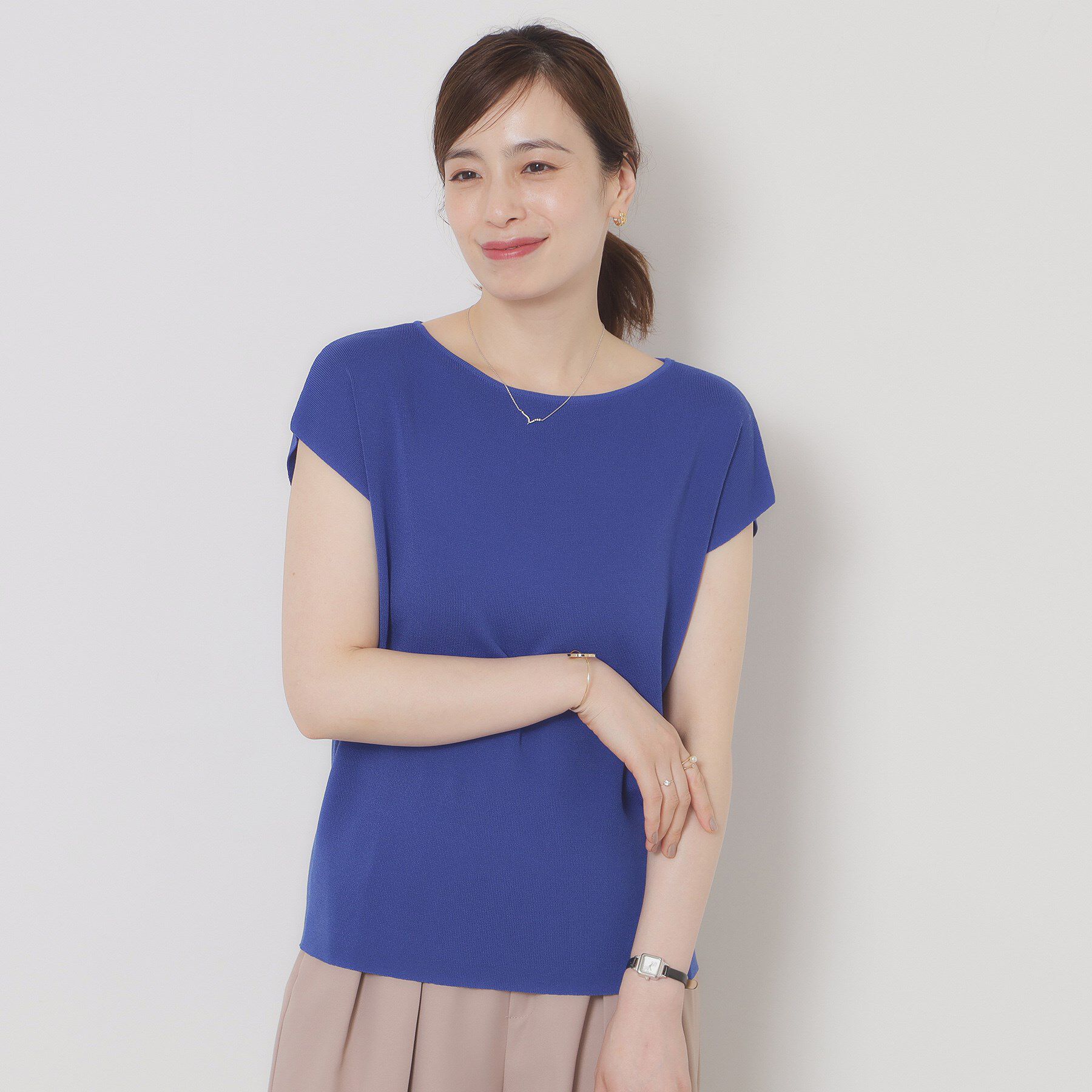 ITS&rsquo;DEMO「【接触冷感／手洗い可】フレンチスリーブニット」|ニット・セーター|ブルー(093)