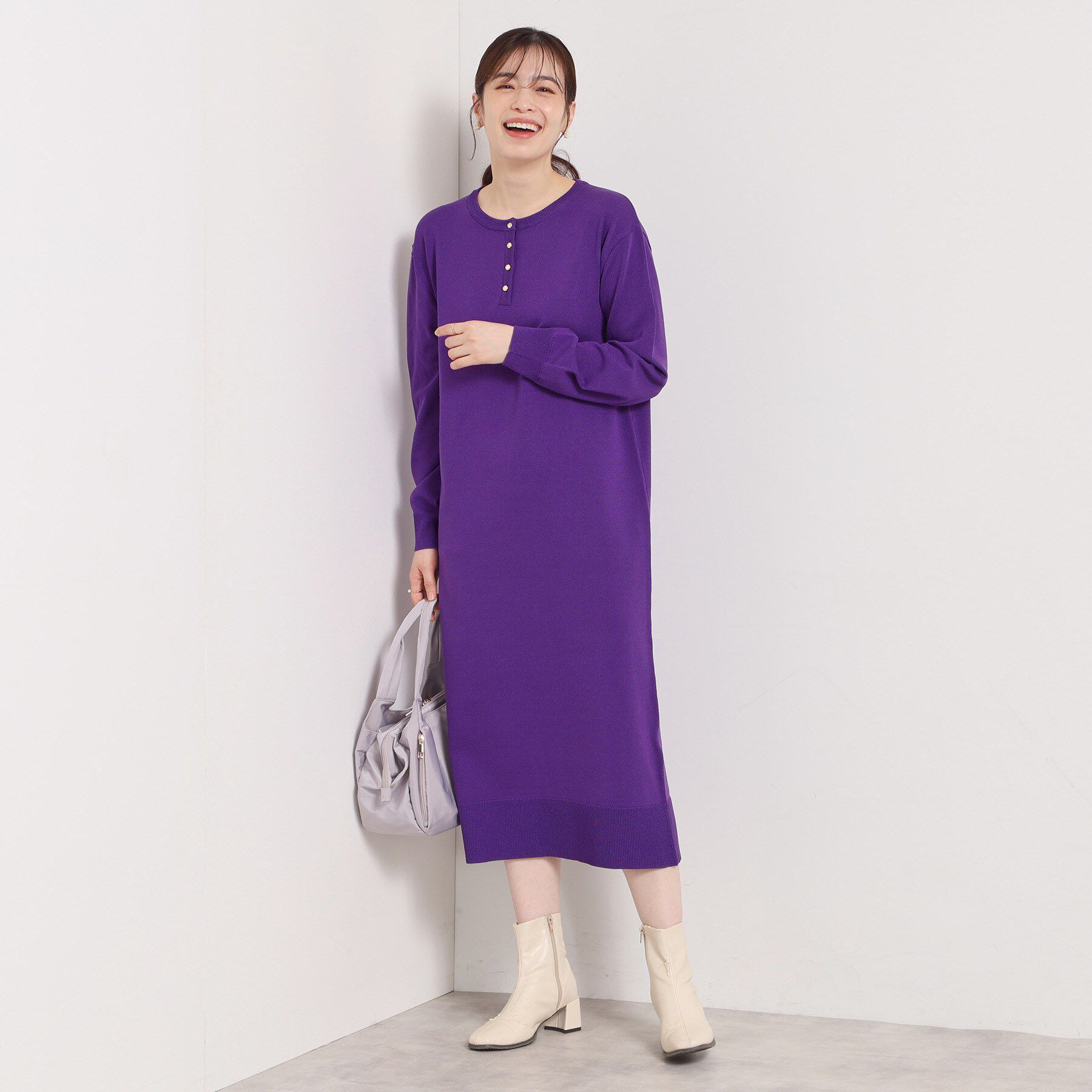 ITS&rsquo;DEMO「【縮みに強い／洗濯機OK】ヘンリーネックニットワンピース」|ワンピース|