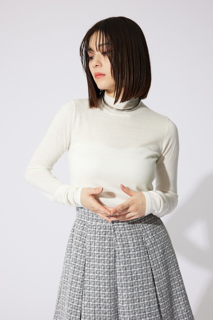 rienda「ハイネックシアーニットトップス」|ニット・セーター|