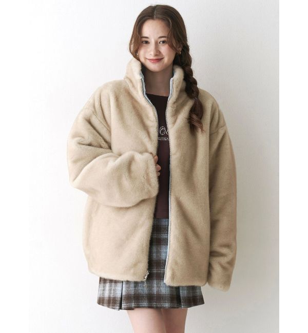 CALNAMUR「2WAYリボン＆フェイクファーキルティングコート」|ブルゾン・スタジャン|