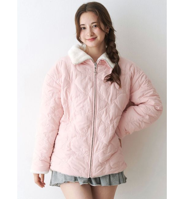 CALNAMUR「2WAYリボン＆フェイクファーキルティングコート」|ブルゾン・スタジャン|