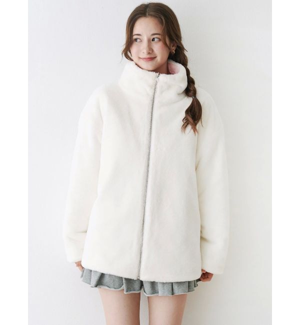 CALNAMUR「2WAYリボン＆フェイクファーキルティングコート」|ブルゾン・スタジャン|