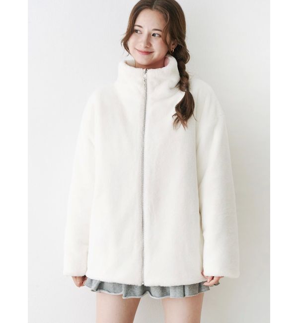 CALNAMUR「2WAYリボン＆フェイクファーキルティングコート」|ブルゾン・スタジャン|