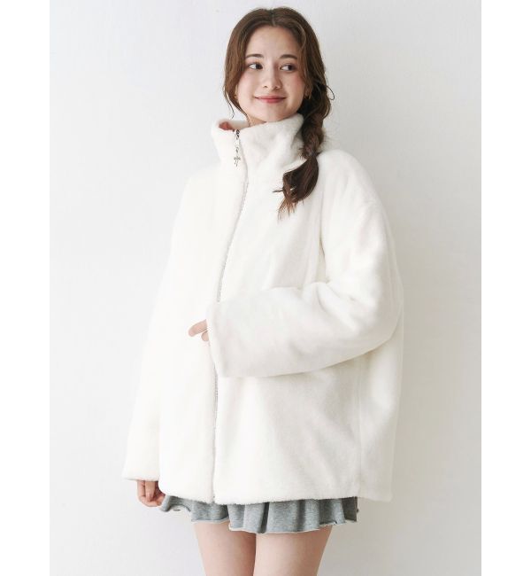 CALNAMUR「2WAYリボン＆フェイクファーキルティングコート」|ブルゾン・スタジャン|