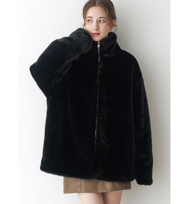 CALNAMUR「2WAYリボン＆フェイクファーキルティングコート」|ブルゾン・スタジャン|