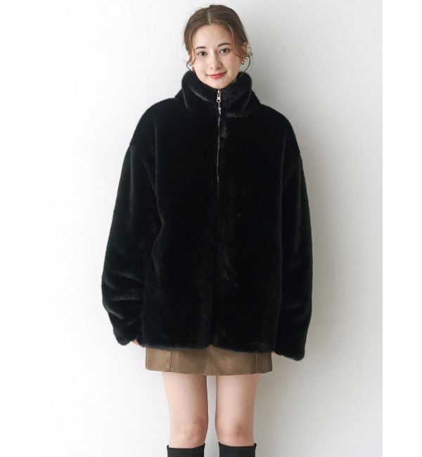 CALNAMUR「2WAYリボン＆フェイクファーキルティングコート」|ブルゾン・スタジャン|