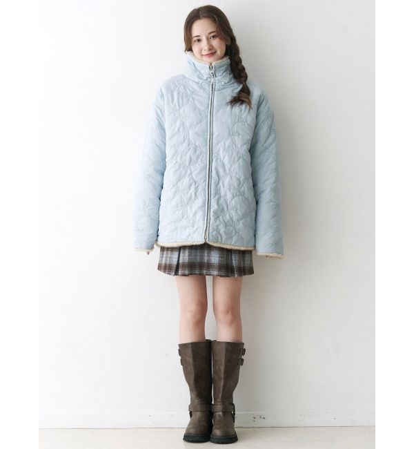 CALNAMUR「2WAYリボン＆フェイクファーキルティングコート」|ブルゾン・スタジャン|