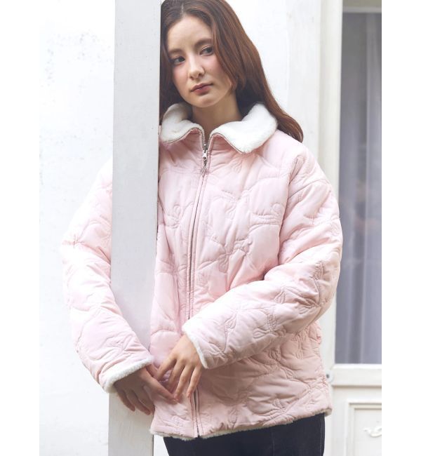 CALNAMUR「2WAYリボン＆フェイクファーキルティングコート」|ブルゾン・スタジャン|