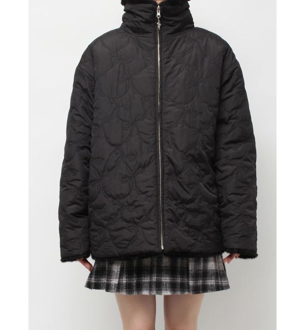 CALNAMUR「2WAYリボン＆フェイクファーキルティングコート」|ブルゾン・スタジャン|