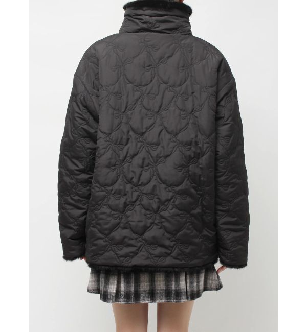 CALNAMUR「2WAYリボン＆フェイクファーキルティングコート」|ブルゾン・スタジャン|