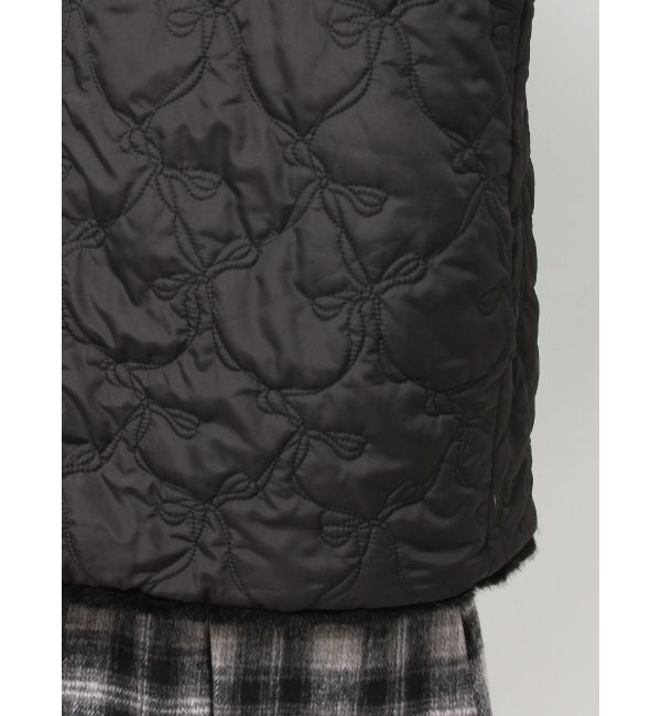 CALNAMUR「2WAYリボン＆フェイクファーキルティングコート」|ブルゾン・スタジャン|