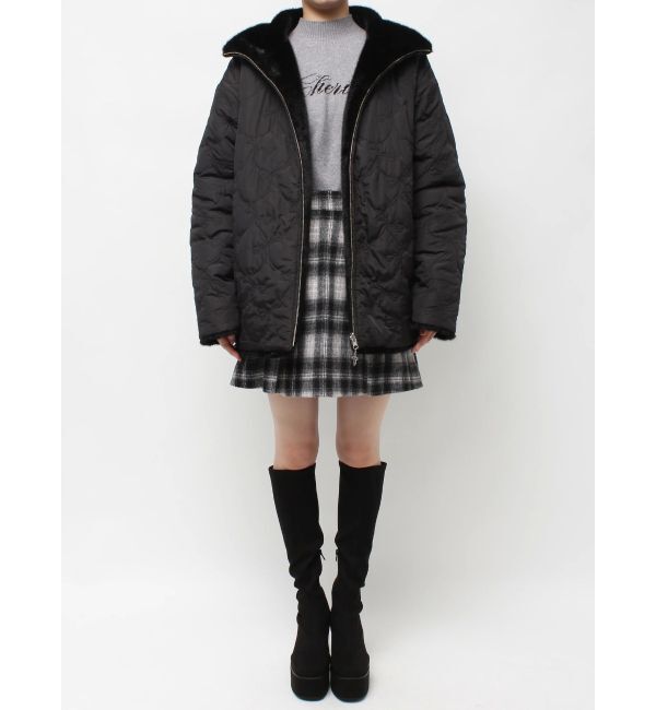 CALNAMUR「2WAYリボン＆フェイクファーキルティングコート」|ブルゾン・スタジャン|