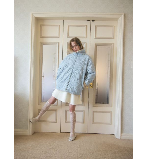 CALNAMUR「2WAYリボン＆フェイクファーキルティングコート」|ブルゾン・スタジャン|