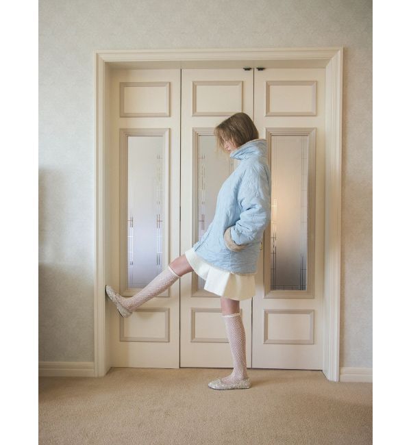 CALNAMUR「2WAYリボン＆フェイクファーキルティングコート」|ブルゾン・スタジャン|