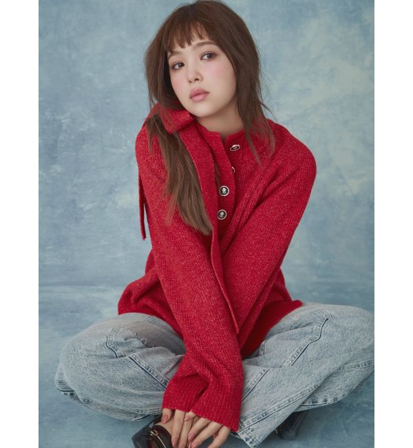 CALNAMUR「マルチウェイリボンニット」|ニット・セーター|レッド