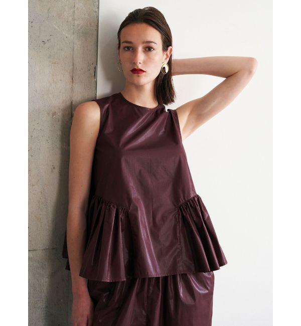 ELENDEEK「CALENDERING PEPLUM BL」|シャツ・ブラウス|ボルドー