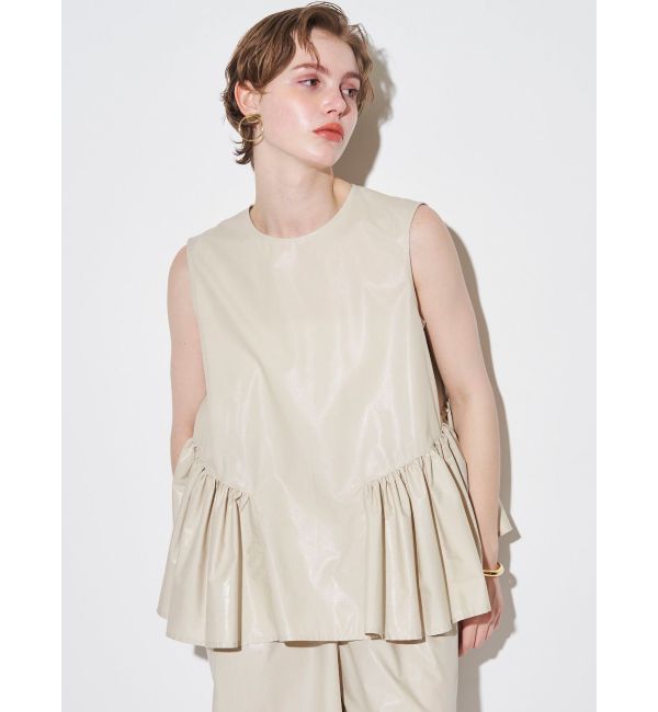 ELENDEEK「CALENDERING PEPLUM BL」|シャツ・ブラウス|ベージュ