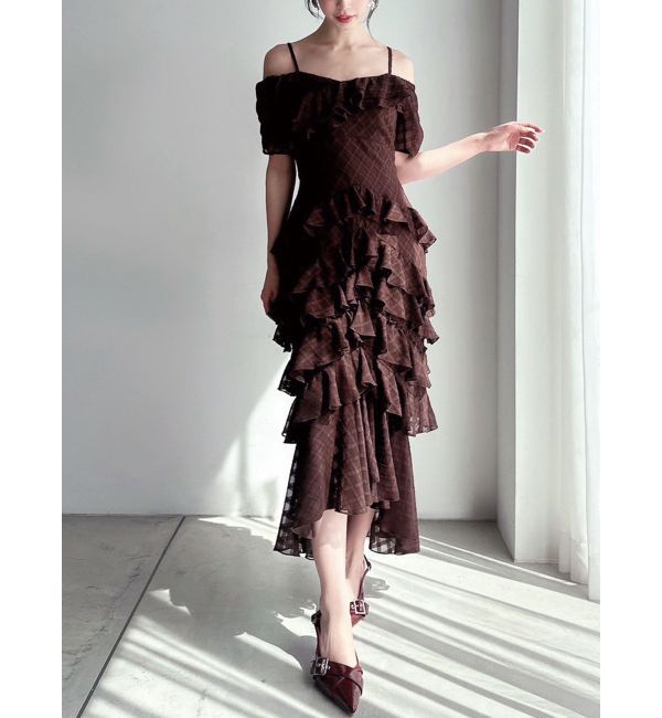 RESEXXY「ヘムラッフルアシメワンピース」|ワンピース|ブラウン