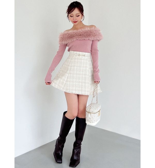 RESEXXY「フェイクファーオフショルニットトップス」|ニット・セーター|