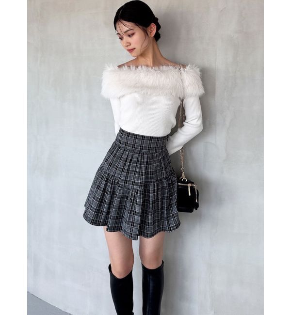 RESEXXY「フェイクファーオフショルニットトップス」|ニット・セーター|