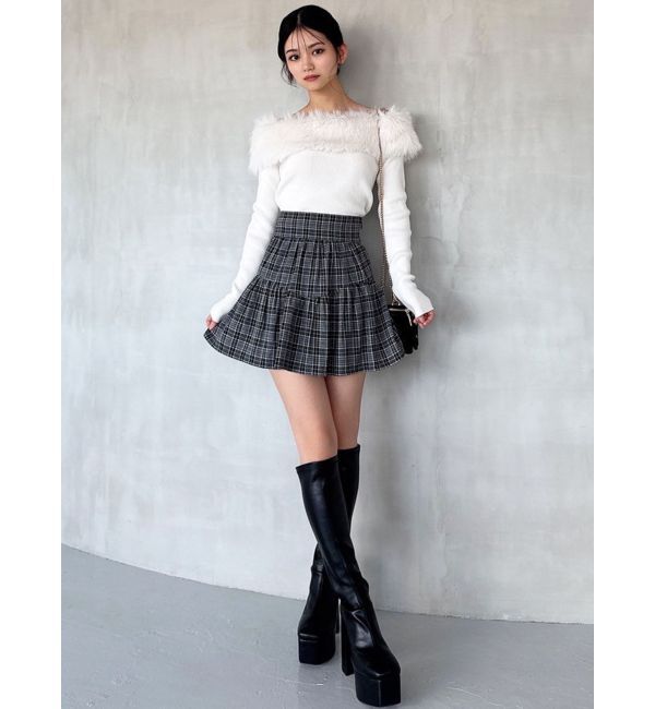 RESEXXY「フェイクファーオフショルニットトップス」|ニット・セーター|