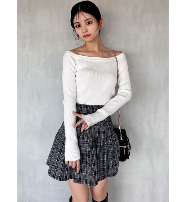 RESEXXY「フェイクファーオフショルニットトップス」|ニット・セーター|