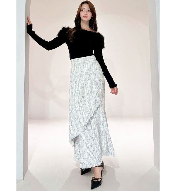 RESEXXY「フェイクファーオフショルニットトップス」|ニット・セーター|