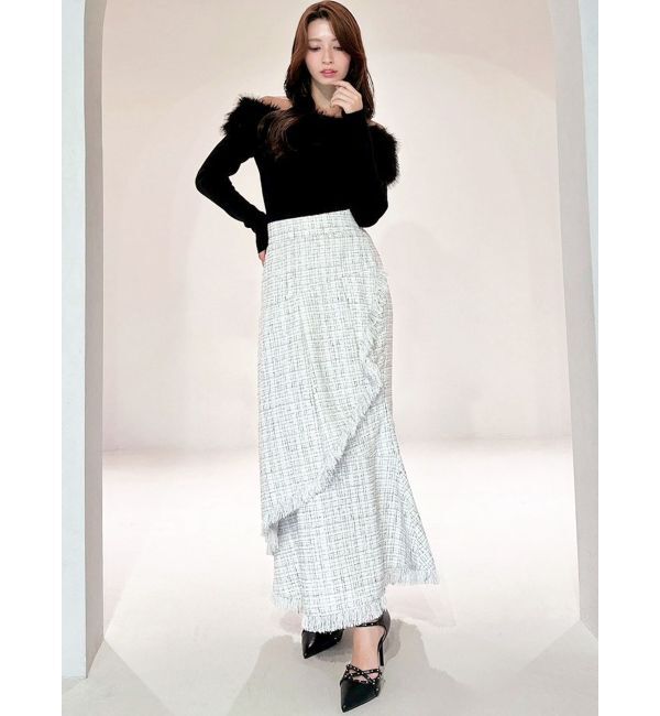 RESEXXY「フェイクファーオフショルニットトップス」|ニット・セーター|