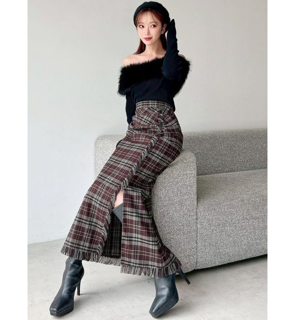 RESEXXY「フェイクファーオフショルニットトップス」|ニット・セーター|