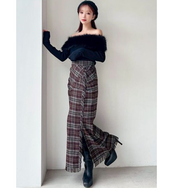 RESEXXY「フェイクファーオフショルニットトップス」|ニット・セーター|