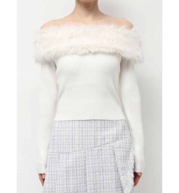 RESEXXY「フェイクファーオフショルニットトップス」|ニット・セーター|