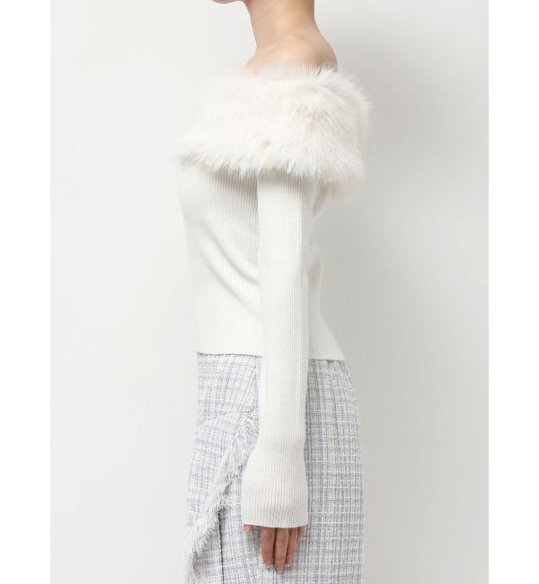 RESEXXY「フェイクファーオフショルニットトップス」|ニット・セーター|