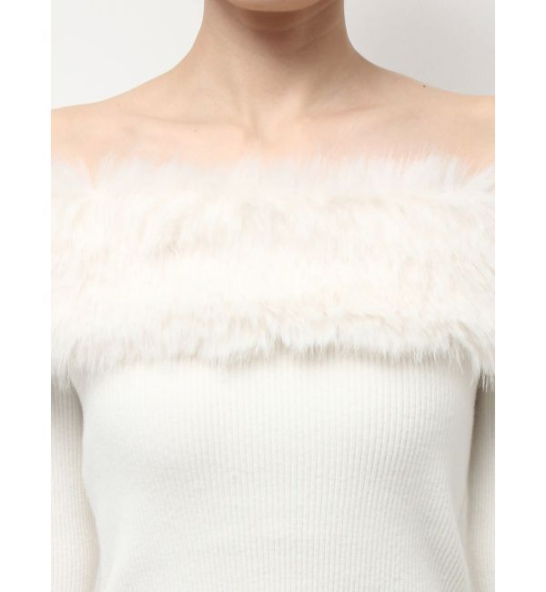 RESEXXY「フェイクファーオフショルニットトップス」|ニット・セーター|