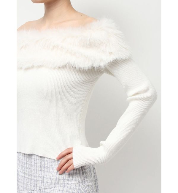 RESEXXY「フェイクファーオフショルニットトップス」|ニット・セーター|
