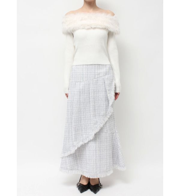 RESEXXY「フェイクファーオフショルニットトップス」|ニット・セーター|