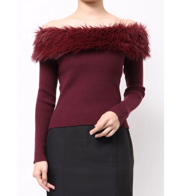 RESEXXY「フェイクファーオフショルニットトップス」|ニット・セーター|