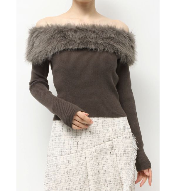 RESEXXY「フェイクファーオフショルニットトップス」|ニット・セーター|
