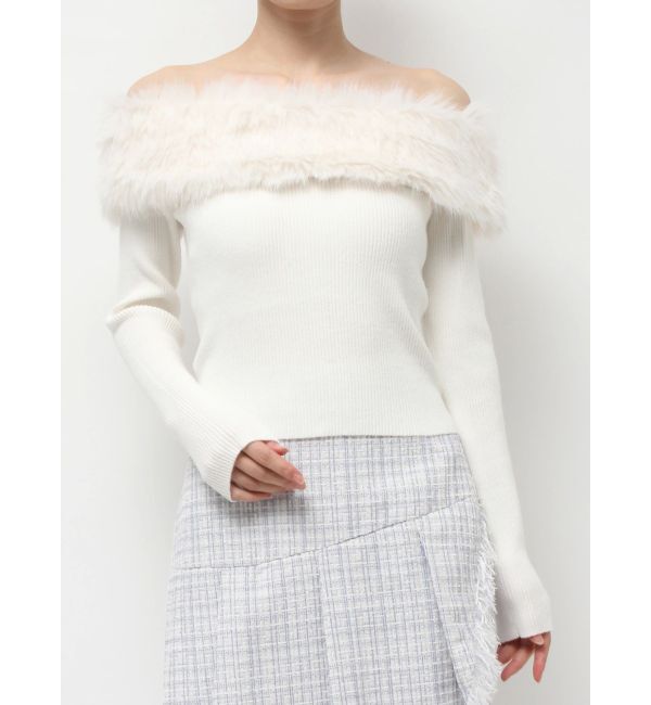 RESEXXY「フェイクファーオフショルニットトップス」|ニット・セーター|