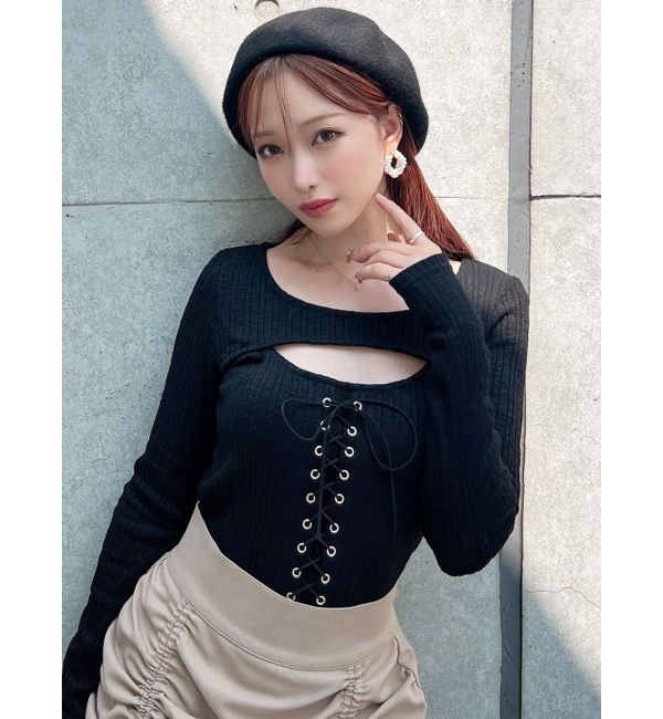 RESEXXY「フロントレースアップカットトップス」|Tシャツ・カットソー|