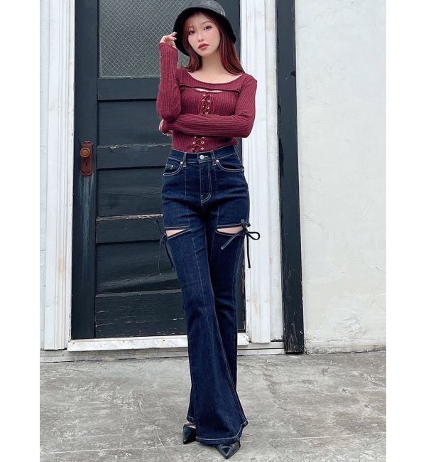 RESEXXY「フロントレースアップカットトップス」|Tシャツ・カットソー|