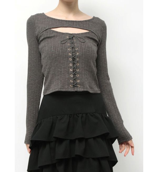 RESEXXY「フロントレースアップカットトップス」|Tシャツ・カットソー|