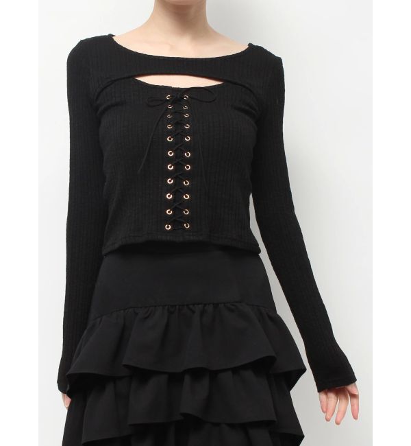 RESEXXY「フロントレースアップカットトップス」|Tシャツ・カットソー|